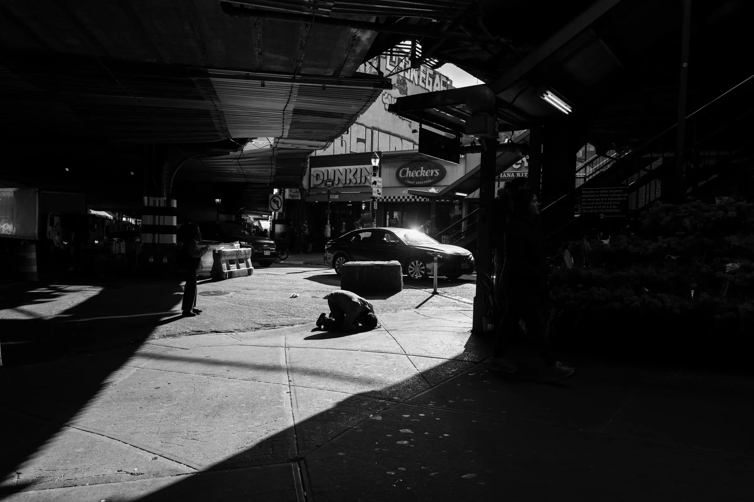Light cutting through a New York underpass